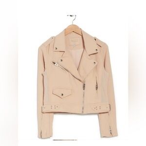 Blank NYC Cream Leather Jacket with Silver Accents